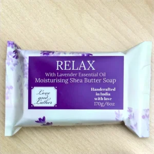 Love and Lather Shea Butter Bathing Bar- Relax with Lavender Essential Oil 100g