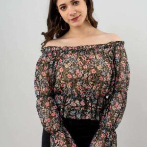 Women Floral Printed Crop Dress