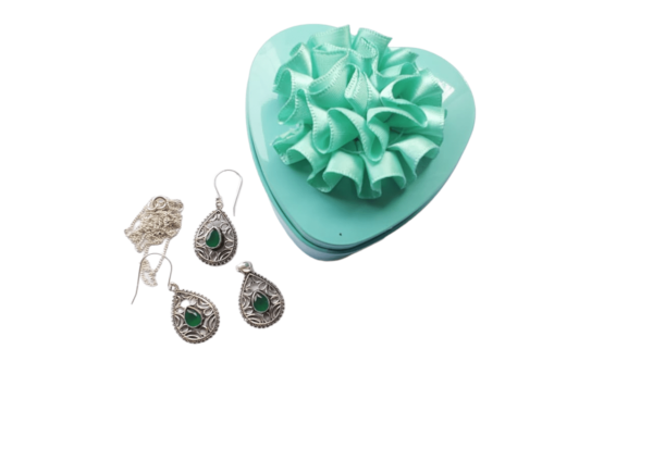 Green Onyx Silver Jewelry Set