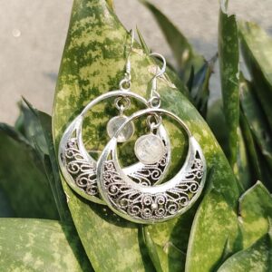 Silver Moon Stone Earring