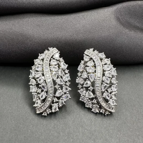 American Diamond Leafy Stud Earrings