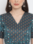 Green Printed Floral Motif Kurti