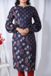 Blue Printed Floral Dual Kurta