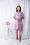 Pink Printed Floral Rushed Kurta