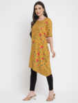 Yellow Printed Floral Mughal Kurti