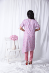 Pink Printed Floral Rushed Kurta