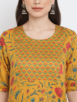 Yellow Printed Floral Mughal Kurti