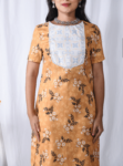 Yellow Printed Floral Yoke Kurti