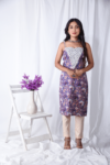 Purple Printed Floral Strap Kurta