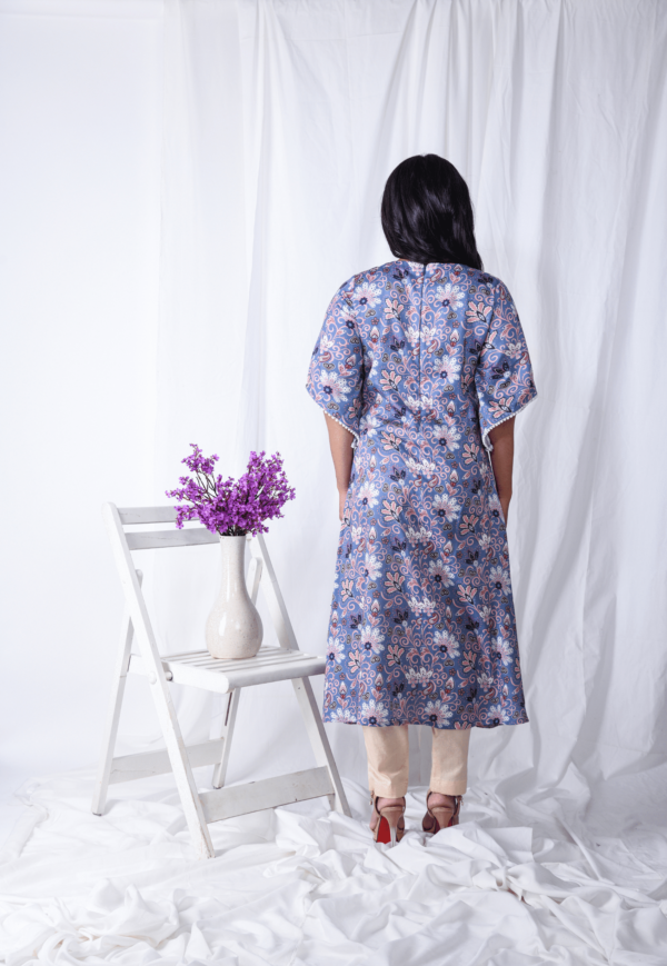 Purple Printed Floral Kaftan Kurta