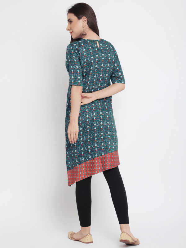 Green Printed Mughal Kurta