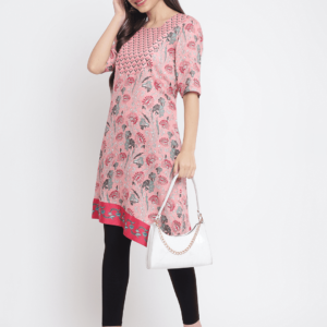 Pink Printed Mughal Kurta