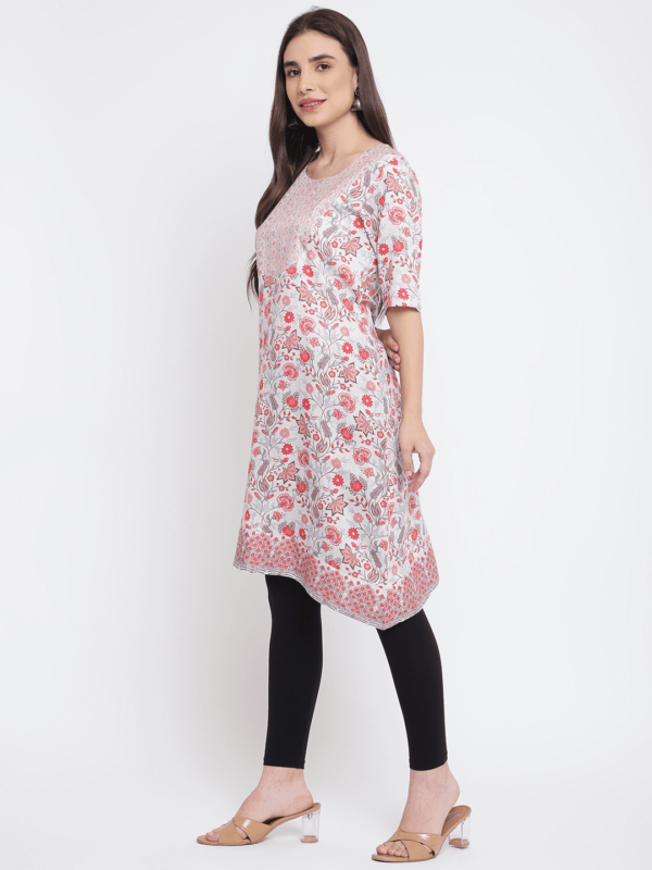 White Printed Mughal Kurta