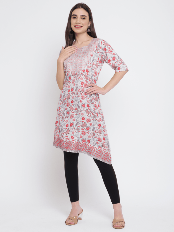 White Printed Mughal Kurta