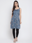 Navy Printed Floral Jasmine Kurta