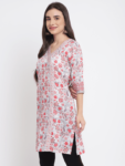 White Printed Floral Paisley Kurta