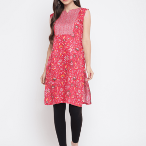 Pink Printed Floral Tulip Kurta