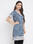 Blue Printed Floral Rani Kurta