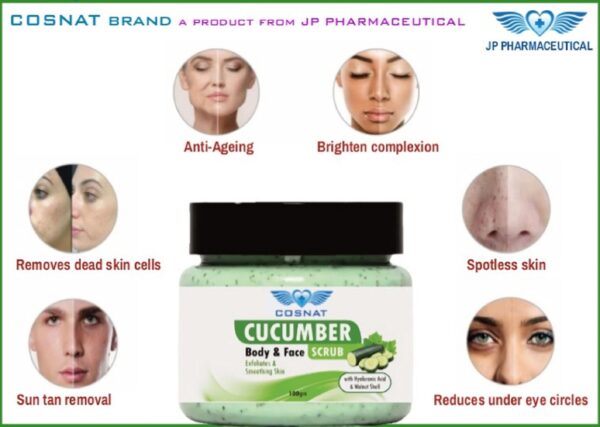 Natural Cucumber Extract face scrub For deep cleansing and exfoliates the skin, Dead Skin Removal for Men and Women 100gm pack size