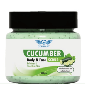 Natural Cucumber Extract face scrub For deep cleansing and exfoliates the skin, Dead Skin Removal for Men and Women 100gm pack size