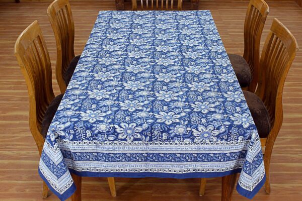 Floral Block Printed Table Cover Classic Table Pad Rectangle Table Decor Mat