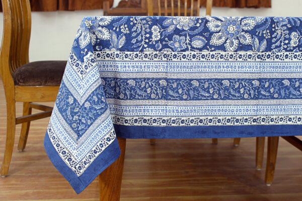 Floral Block Printed Table Cover Classic Table Pad Rectangle Table Decor Mat