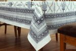 Indian Handmade Cotton Table Cover White Reusable Table Cloth Dining Table Cover