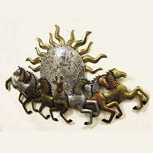 Metal with LED Lightings Seven Lucky Galloping Horses Sunrise