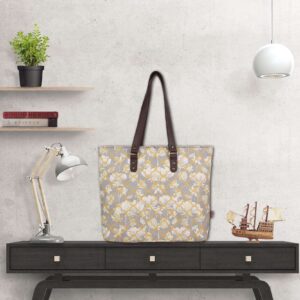 White Lotus Floral Print Handbag