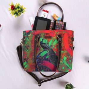 Peacock in Castle Printed Canvas Tote Bag