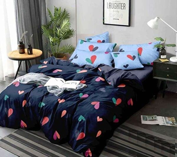 Cotton Feel Glace Cotton Double Bedsheet with King Size Cover