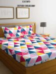 TC Cotton Feel Glace Cotton 1 Double Bedsheet with Pillow Covers