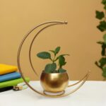 Metal Golden moon shape Planter Pot 9 inches