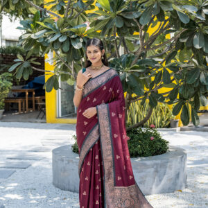 VAISHALI_TREE_MAROON saree