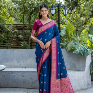 VAISHALI_TREE_NAVY-BLUE saree