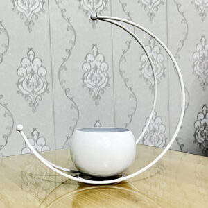 Metal Crescent moon shape White Planter Pot 9 inches