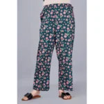 Women's Casual Half Sleeve Printed Viscose Rayon Shirt With Pyjama Pant Night Suit Set (Teal)