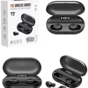 VEHOP T2 Bluetooth Earbuds TWS with Built-in Power Bank 1500mah, 150 hours of Playtime Bluetooth Headset (Black, True Wireless)