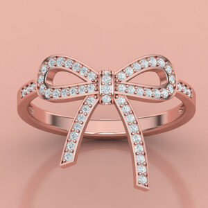 Bow Style Fashion Ring with Diamonds, Stackable Ring, Cocktail Bow ring, avail. in rose gold, 925 Silver yellow gold