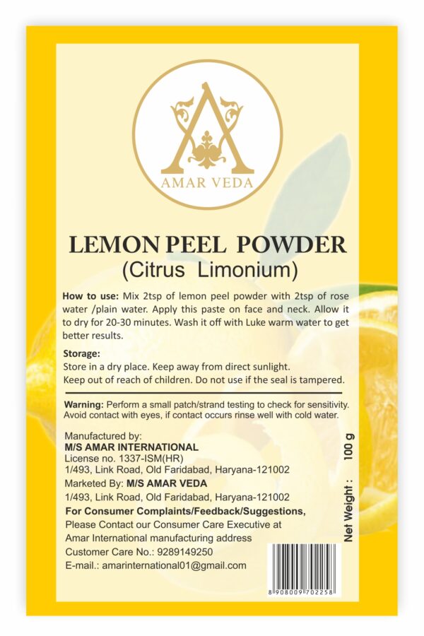 Amar Veda Lemon Peel Powder Face Cleanser for Skin Whitening