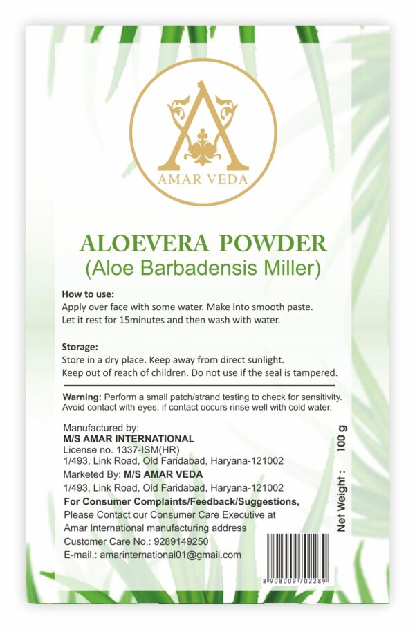 Amar Veda Aloevera Powder | Aloe Barbadensis Miller | 100% Natural | Skin Healing