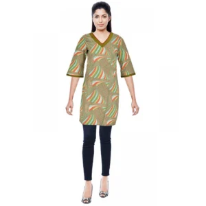 Women's Rayon Kurtis (Green, Multi, S)