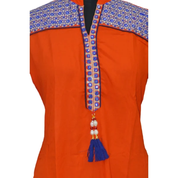 Women's Rayon Kurtis (Orange, XXL)