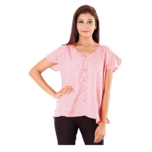 Women's Tops Polyester Kurtis (Pink, M)