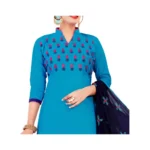 Women's Glaze Cotton Unstitched Salwar-Suit Material With Dupatta (Sky Blue, 2 Mtr)