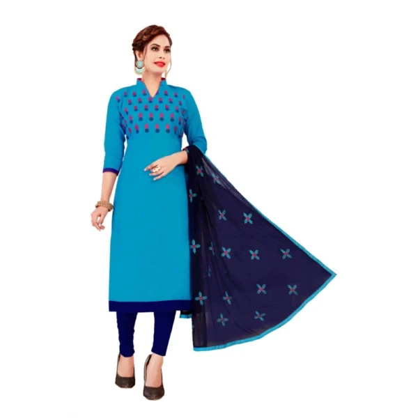 Women's Glaze Cotton Unstitched Salwar-Suit Material With Dupatta (Sky Blue, 2 Mtr)