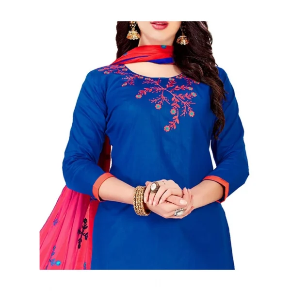 Women's Glaze Cotton Unstitched Salwar-Suit Material With Dupatta (Blue, 2 Mtr)