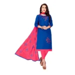 Women's Glaze Cotton Unstitched Salwar-Suit Material With Dupatta (Blue, 2 Mtr)