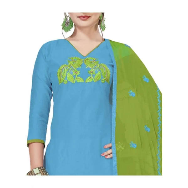 Women's Modal Silk Unstitched Salwar-Suit Material With Dupatta (Sky Blue, 2 Mtr)