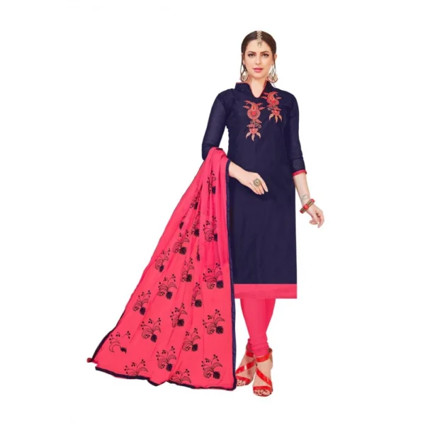 Women's Modal Silk Unstitched Salwar-Suit Material With Dupatta (Navy Blue, 2 Mtr)